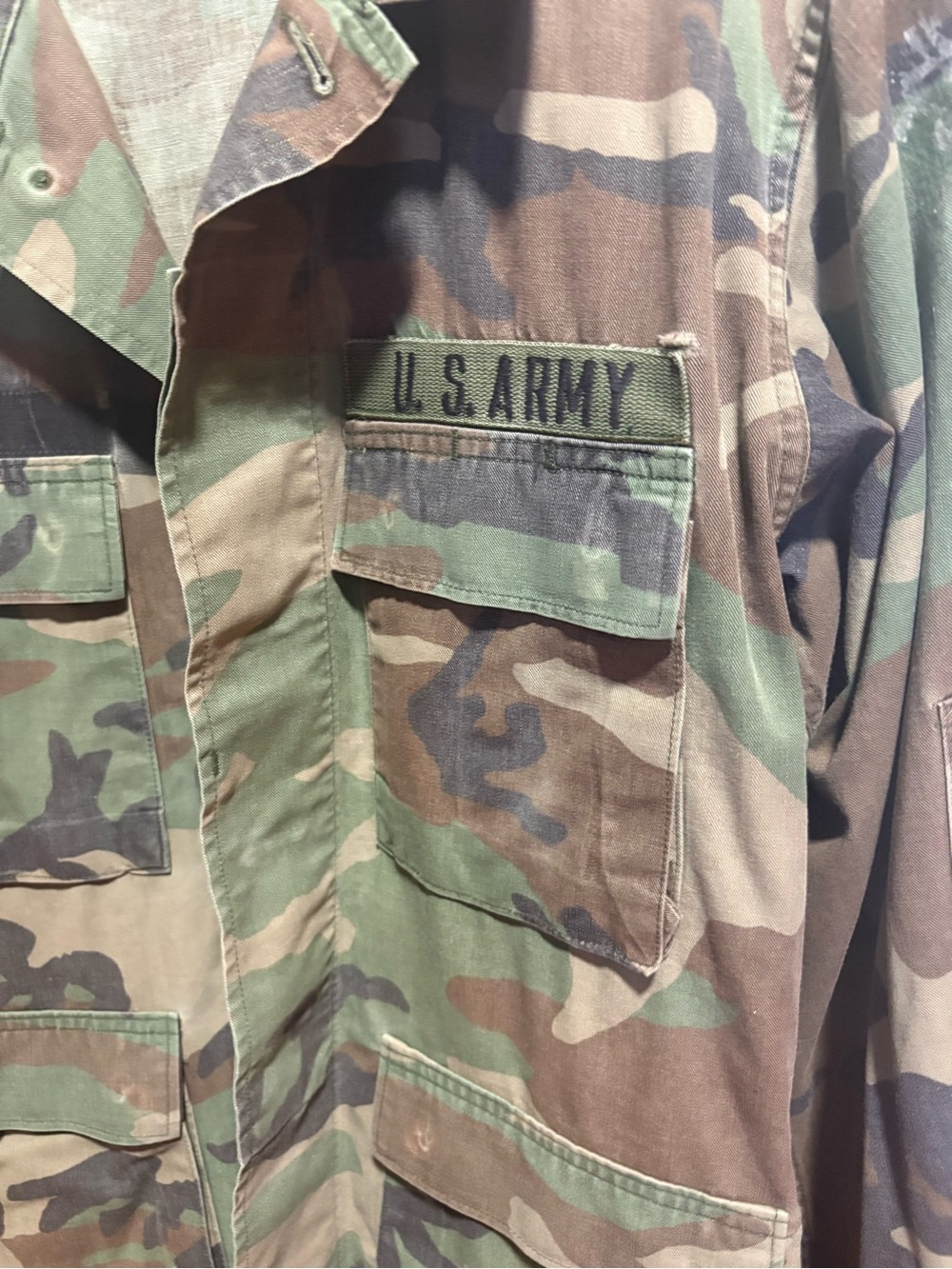 Up cycled  U.S. Army Camouflage Field Jacket - Indian & bird print back
